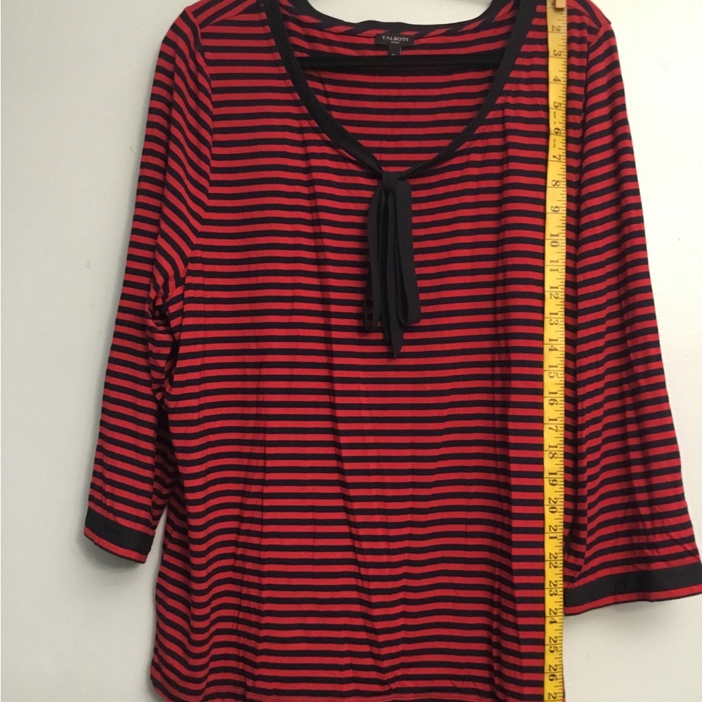 Talbots Bold Red and Navy Striped Top - Picture 6 of 14